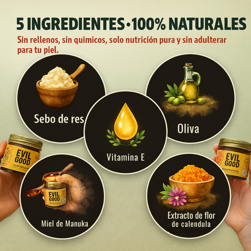EvilGoods® - Crema Orgánica de Sebo de res - Bote de Vidrio