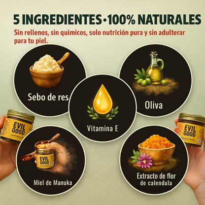 EvilGoods® - Crema Orgánica de Sebo de res - Bote de Vidrio