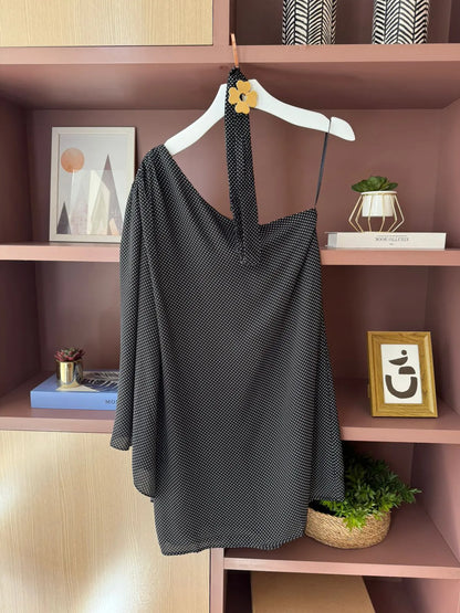 Robe Helena en mousseline à pois avec ceinture